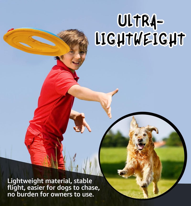 IPTPAS Dog Flying Disc Dog Flyer Toy for Fetch, Durable Nylon 9.5" Diameter with Soft and Thick Edges, Gentle on Teeth & Gums, Lightweight & Water Floating, Outdoor Play for All Breeds (C-Blue/Orange) - Image 5